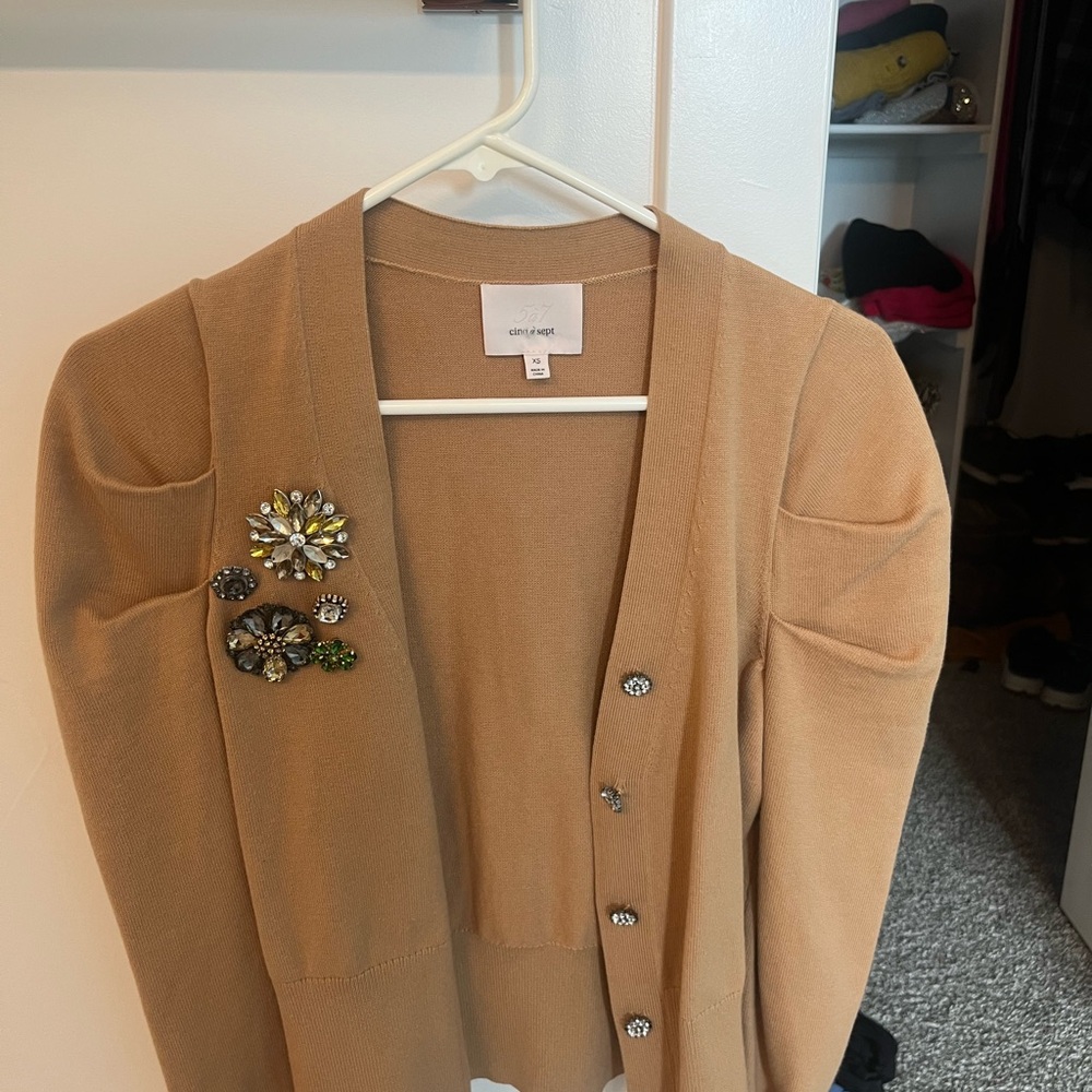 Cinq a Sept Tan Cardigan Sweater